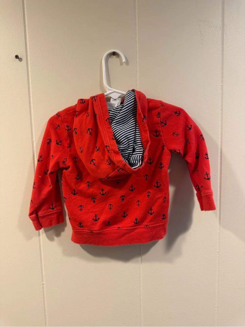 Carter's Red Hoodie with Navy Anchor Print